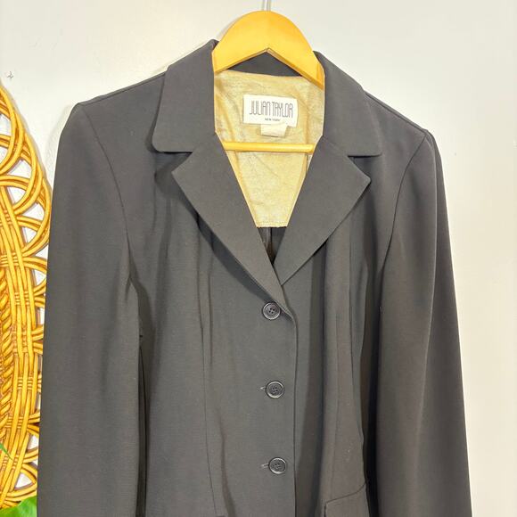 Julian Taylor Black Long Blazer Dress Tailored Minimalist USA Made | True Winter - Picture 8 of 8